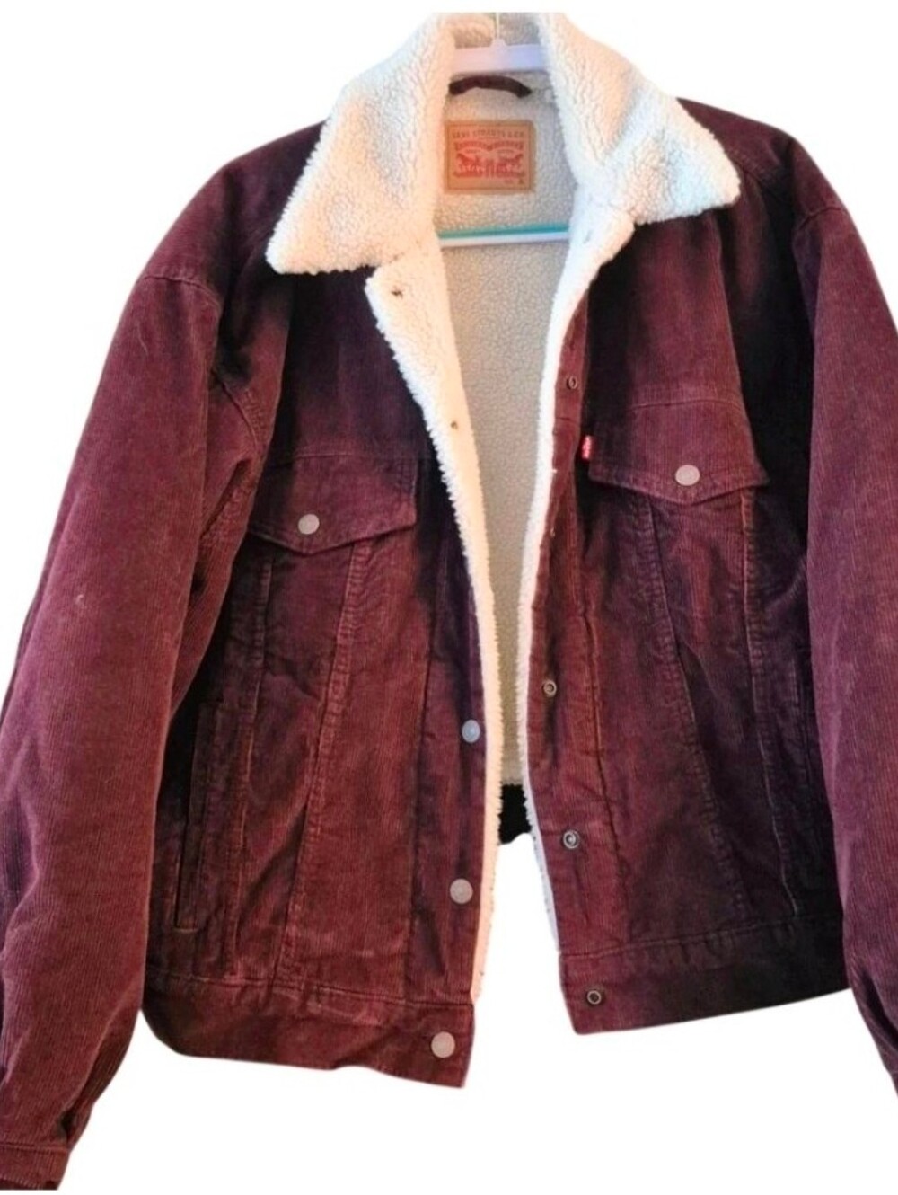 Levi's Women's Burgundy Corduroy Sherpa Trucker Jacket
